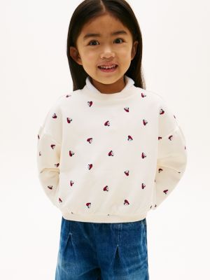 white smiley heart flag relaxed sweatshirt for girls tommy hilfiger
