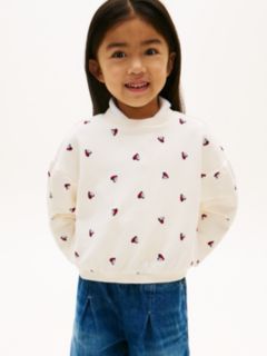 Smiley Heart Flag Relaxed Sweatshirt — White 1