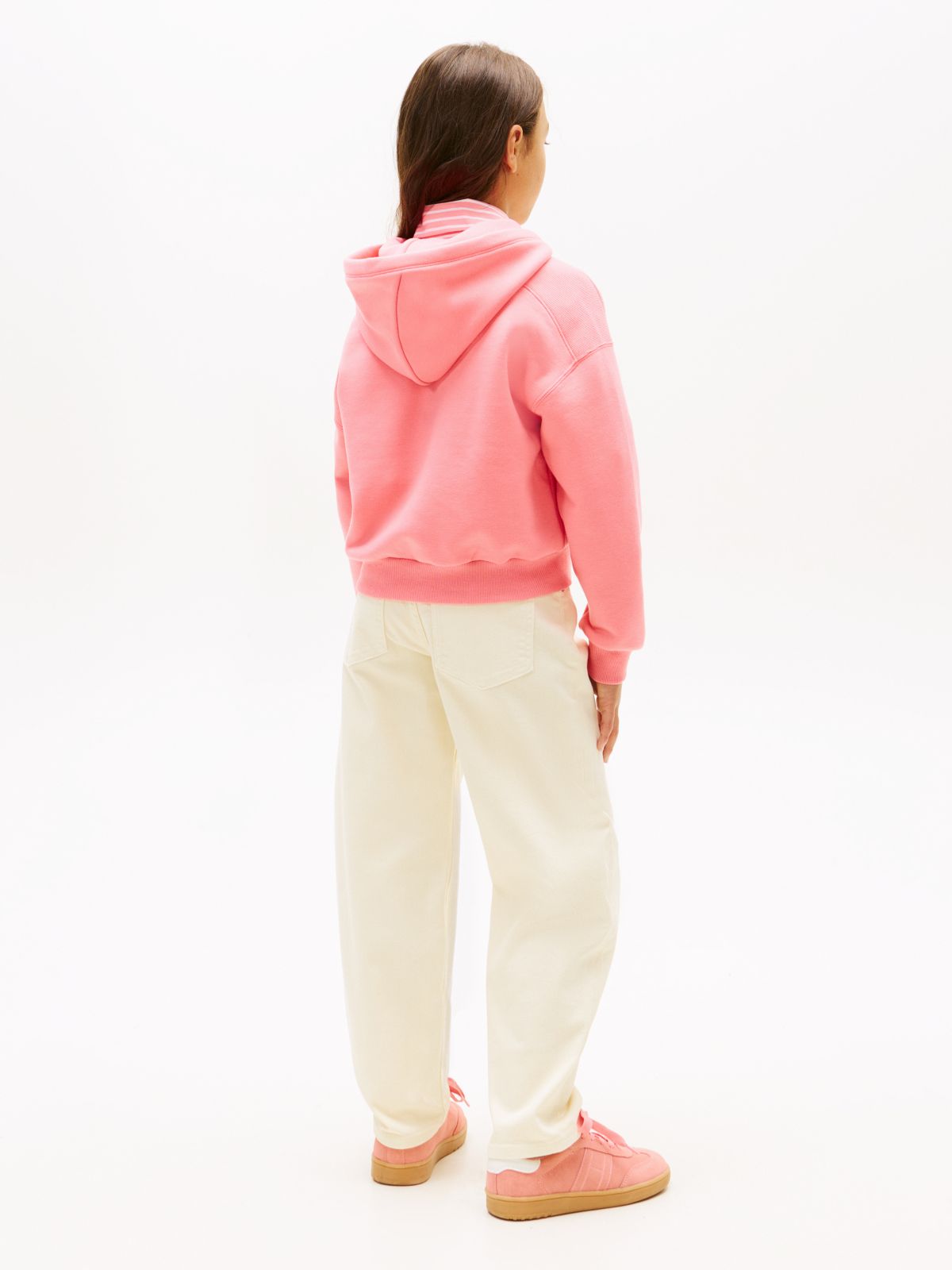 Textured Logo Relaxed Hoody — Pink