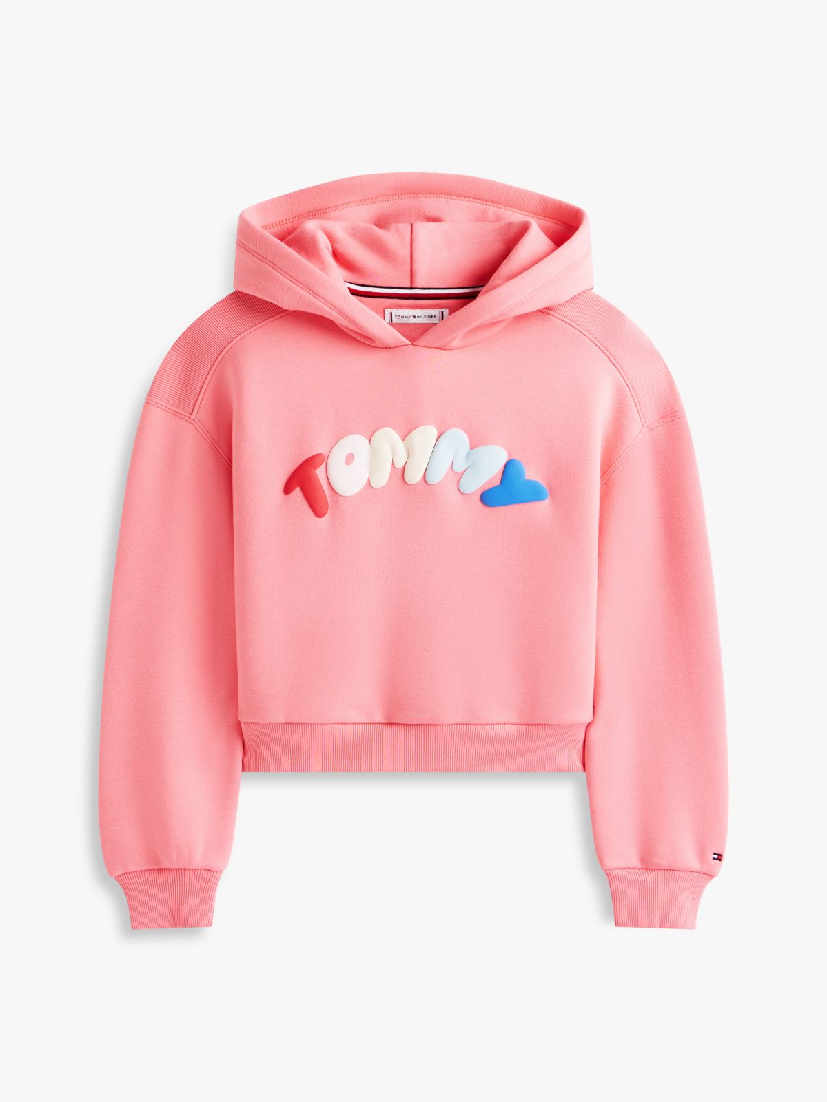 Textured Logo Relaxed Hoody — Pink