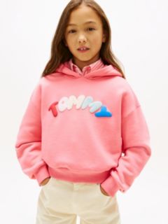 Textured Logo Relaxed Hoody — Pink 1