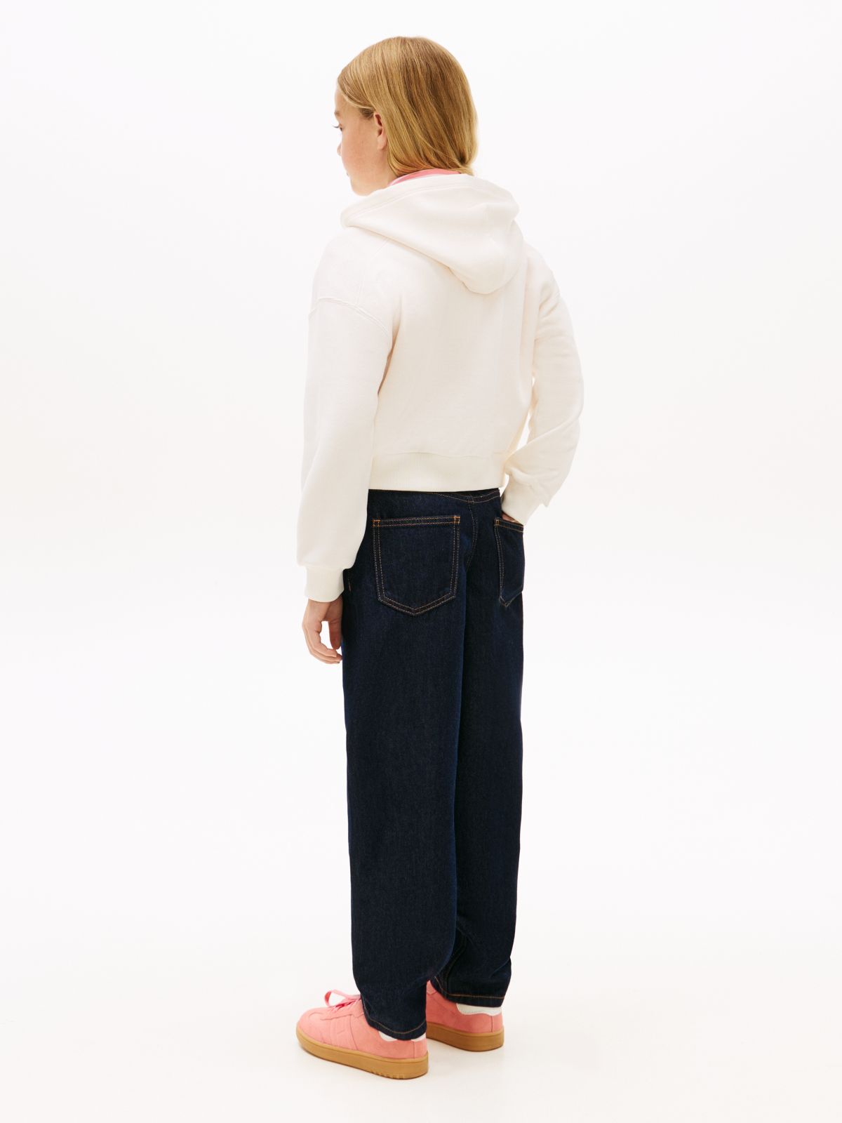 Textured Logo Relaxed Hoody — White