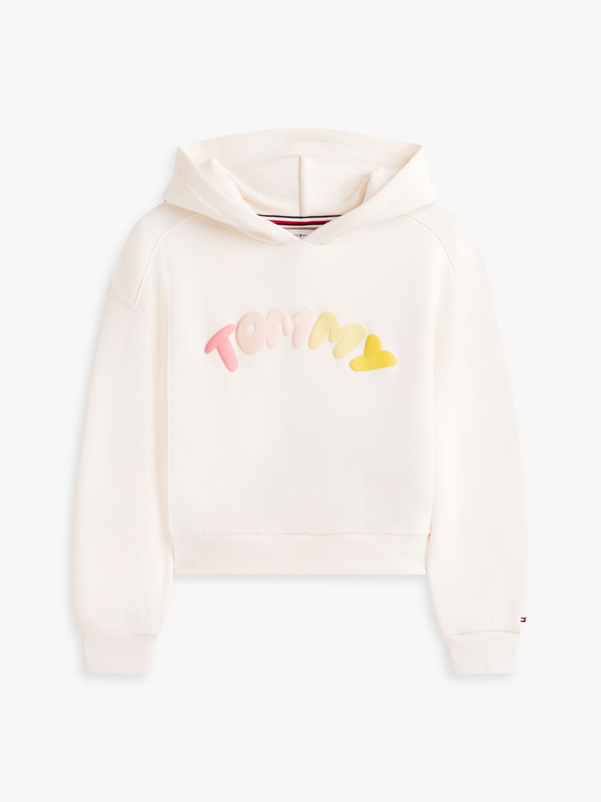 Textured Logo Relaxed Hoody — White