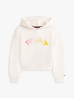 Textured Logo Relaxed Hoody — White 5