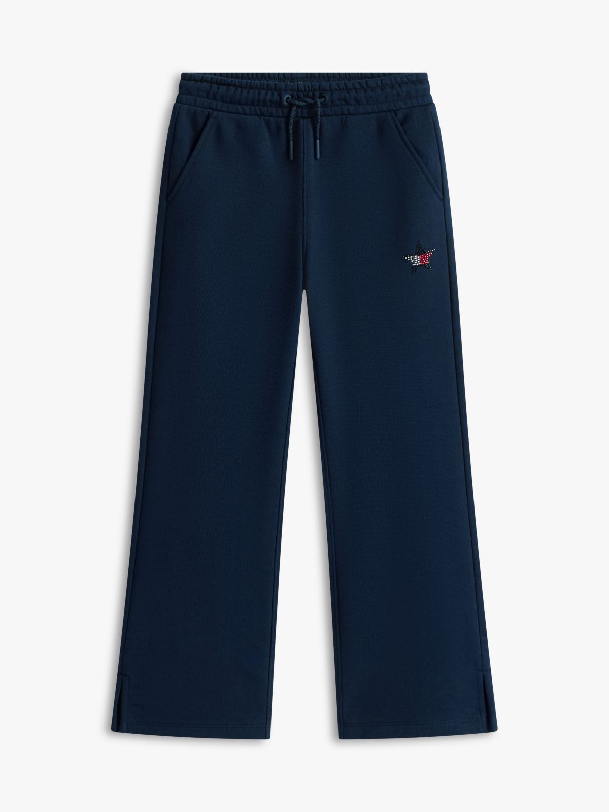 Diamanté Star Flag Wide Leg Joggers — Blue