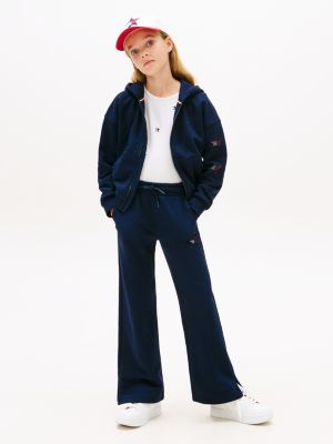 blue diamanté star flag wide leg joggers for girls tommy hilfiger