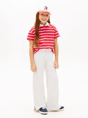 grey diamanté star flag wide leg joggers for girls tommy hilfiger