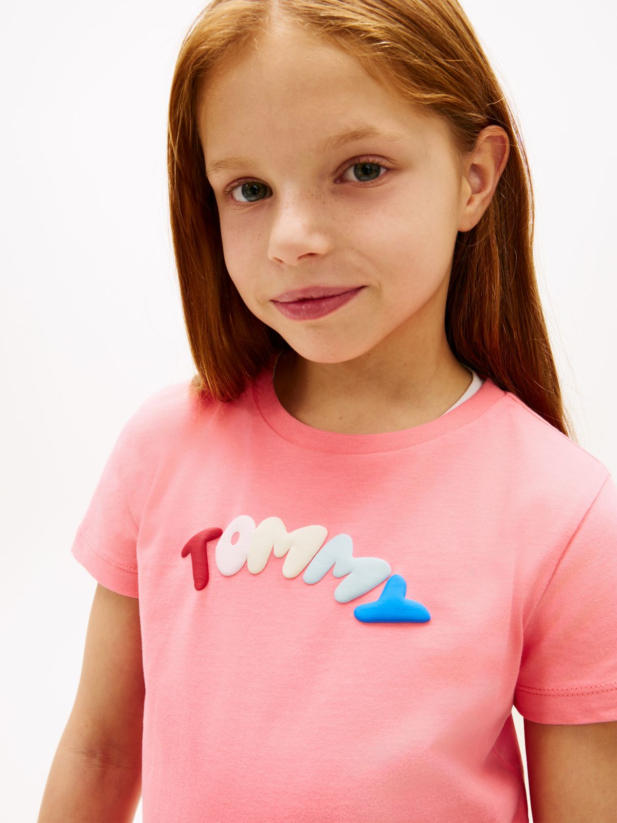 Textured Logo Jersey Crew Neck T-Shirt — Pink