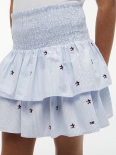 Star Flag Embroidery Stripe Tiered Skirt — Blue 3