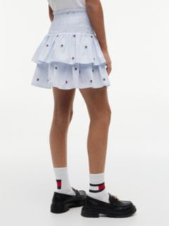 Star Flag Embroidery Stripe Tiered Skirt — Blue 4