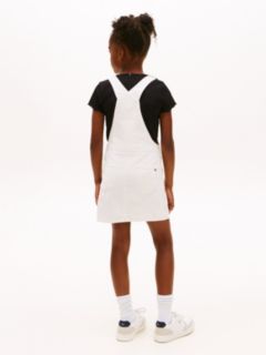 Heritage Logo Pocket Denim Dungaree Dress — White 4