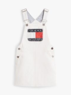 Heritage Logo Pocket Denim Dungaree Dress — White 5