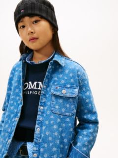 Relaxed Fit Floral Print Denim Overshirt — Blue 2
