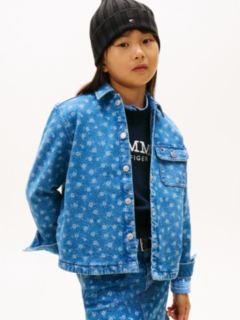 Relaxed Fit Floral Print Denim Overshirt — Blue 1