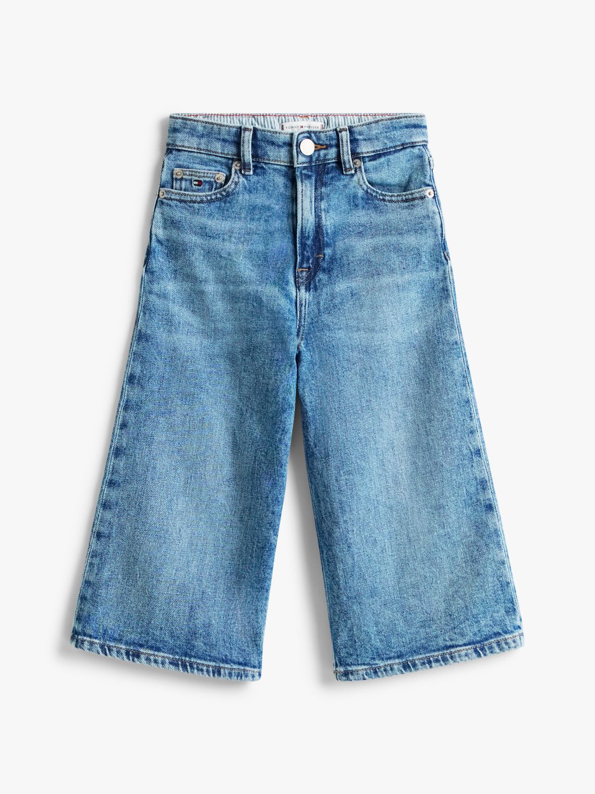 Mabel Vintage Wash Wide Leg Jean Shorts — Blue