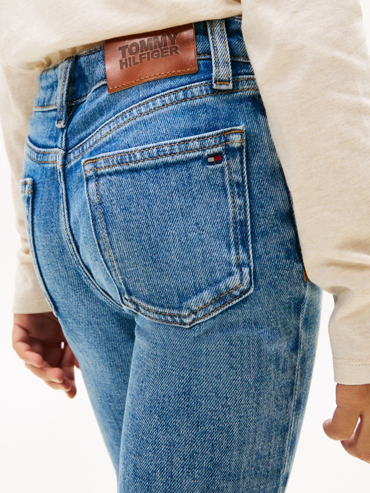 Vintage Wash Slim Flared Leg Jeans — Blue