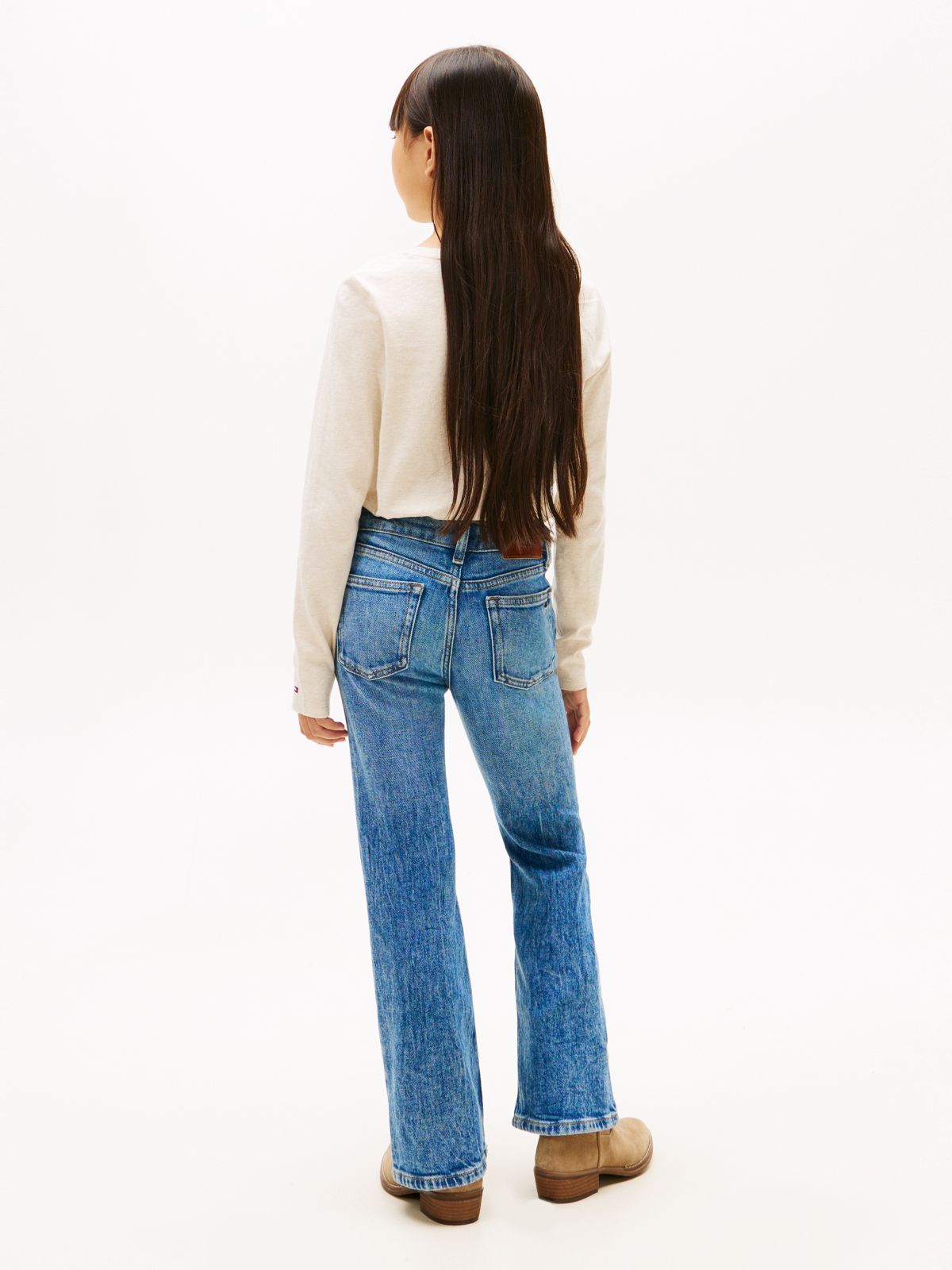 Vintage Wash Slim Flared Leg Jeans — Blue