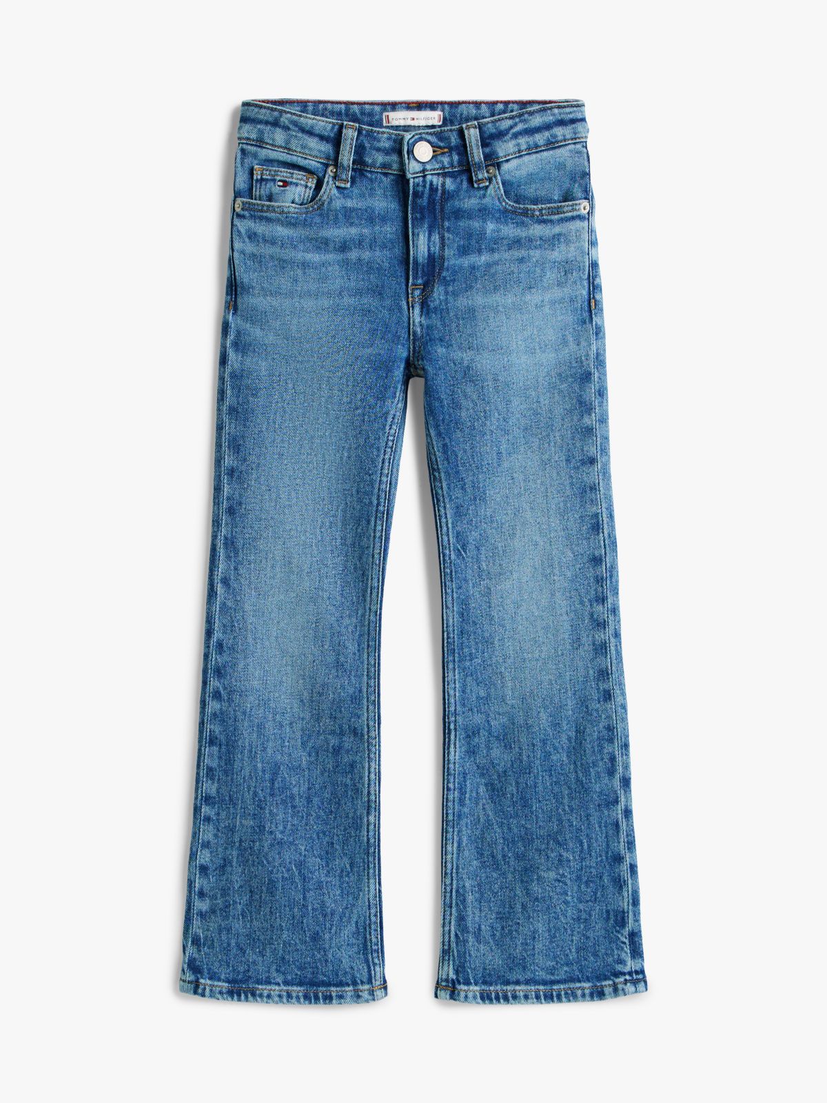 Vintage Wash Slim Flared Leg Jeans — Blue