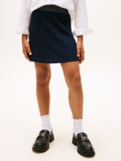 Glitter Waistband Mini Cable Knit Skirt — Blue 2