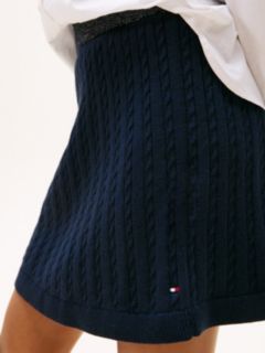 Glitter Waistband Mini Cable Knit Skirt — Blue 3