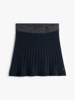 Glitter Waistband Mini Cable Knit Skirt — Blue 5