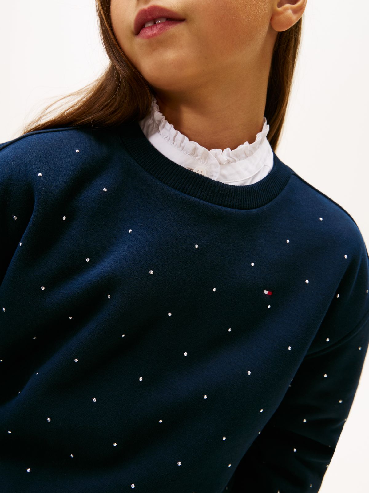 Festive Stud Relaxed Fleece Sweatshirt — Blue