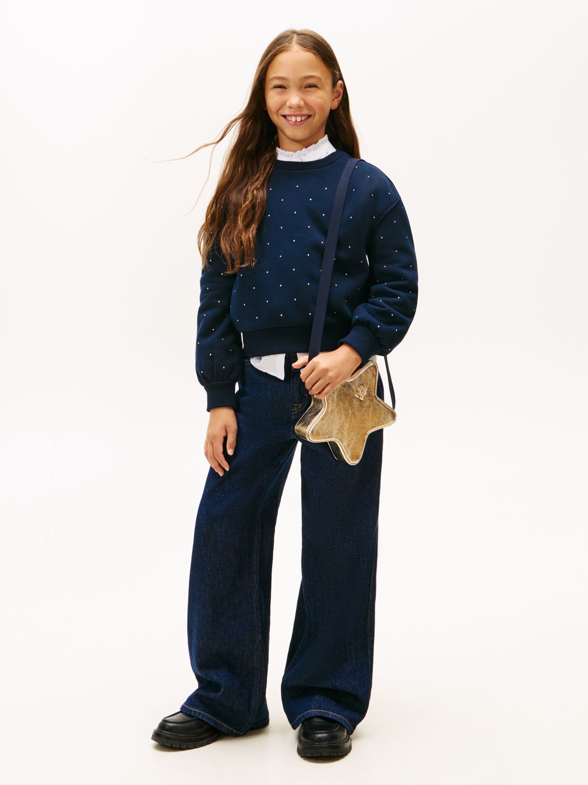 Festive Stud Relaxed Fleece Sweatshirt — Blue