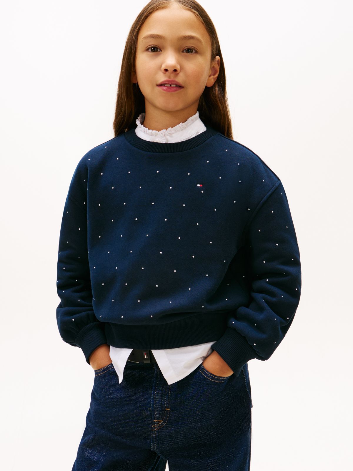 Festive Stud Relaxed Fleece Sweatshirt — Blue