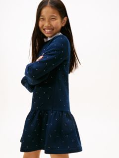 Festive Stud Relaxed Fleece Skater Dress — Blue 3