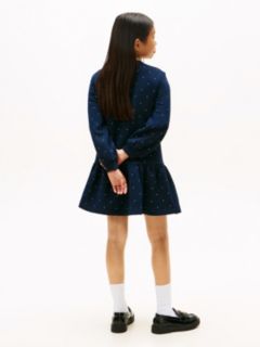 Festive Stud Relaxed Fleece Skater Dress — Blue 4