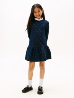 Festive Stud Relaxed Fleece Skater Dress — Blue 1
