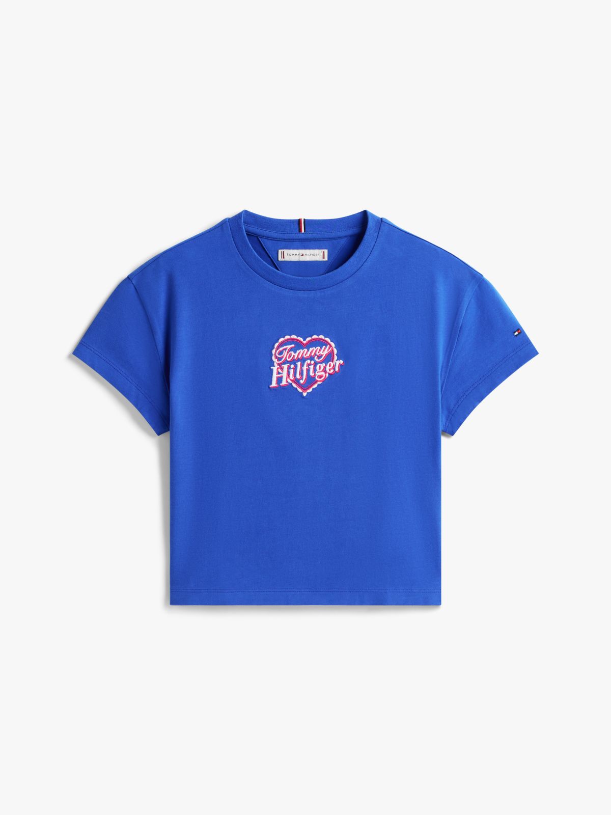 Heart Embroidery Logo Jersey T-Shirt — Blue