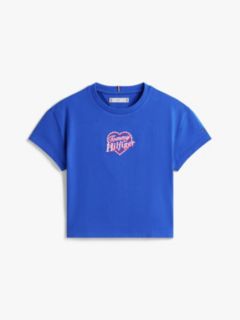 Heart Embroidery Logo Jersey T-Shirt — Blue 5