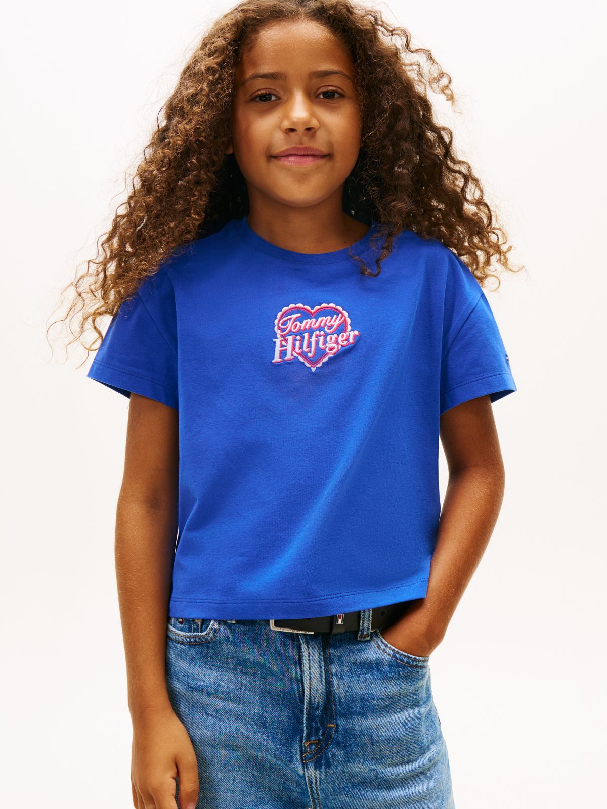 Heart Embroidery Logo Jersey T-Shirt — Blue