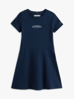 Essential Logo Slim Skater Dress — Blue 5