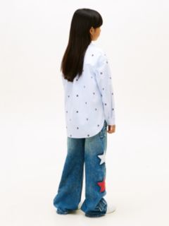 Regular Fit Stripe Star Flag Embroidery Shirt — Blue 4