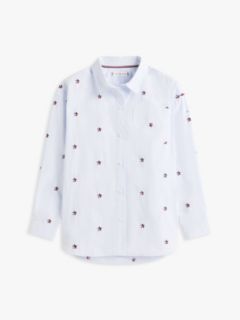 Regular Fit Stripe Star Flag Embroidery Shirt — Blue 5