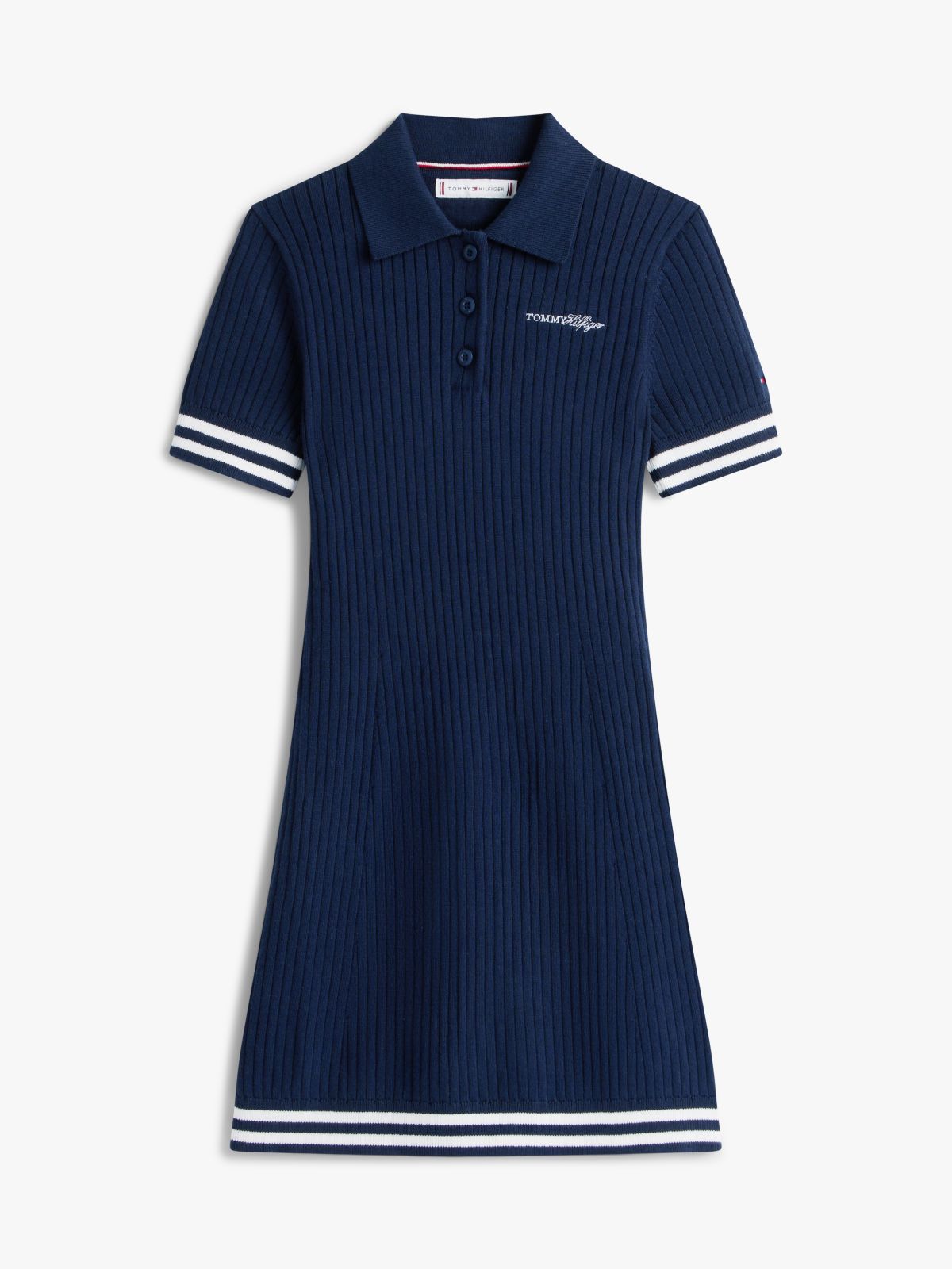 Logo Embroidery Short Sleeve Jumper Dress — Blue