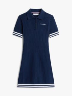 Logo Embroidery Short Sleeve Jumper Dress — Blue 5