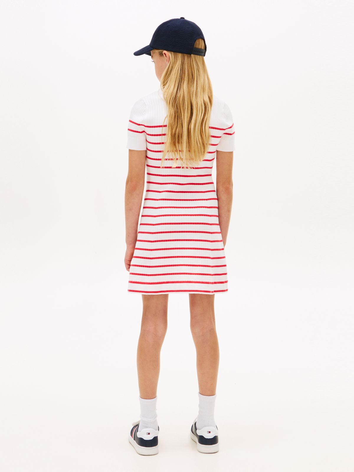 Logo Embroidery Short Sleeve Jumper Dress — Red