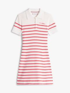 Logo Embroidery Short Sleeve Jumper Dress — Red 5
