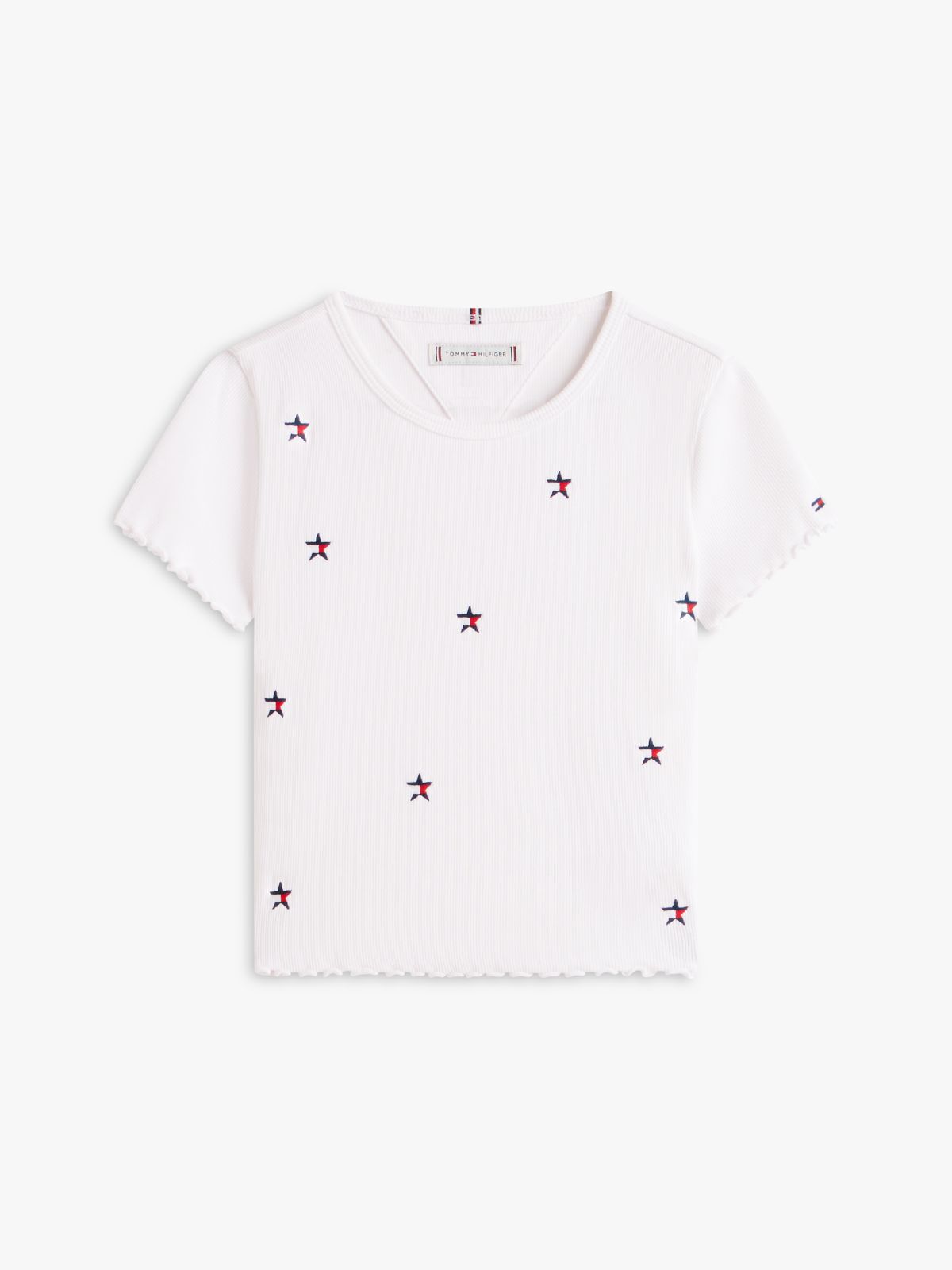 Star Flag Embroidery Extra Slim Top — White