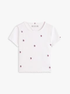 Star Flag Embroidery Extra Slim Top — White 5