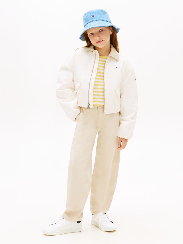 Essential Barrel Leg Twill Trousers — Beige
