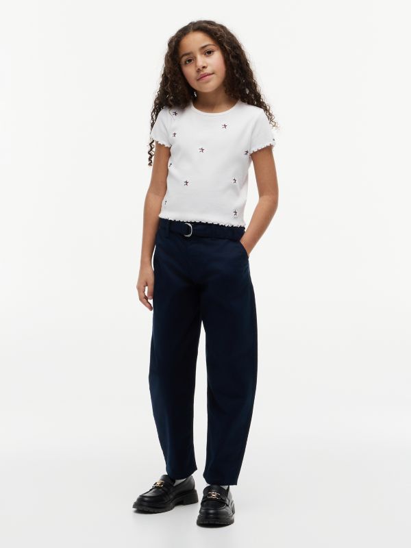 Essential Barrel Leg Twill Trousers — Blue