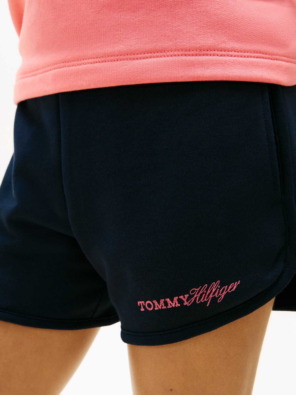 Glitter Logo Terry Sweat Shorts — Blue