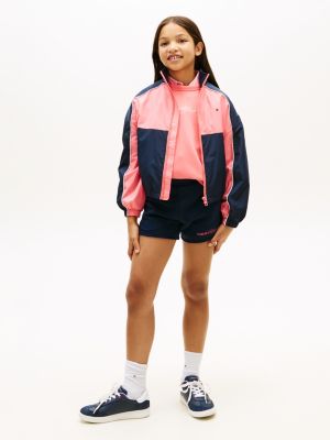 blue glitter logo terry sweat shorts for girls tommy hilfiger