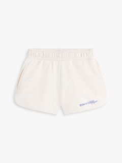 Glitter Logo Terry Sweat Shorts — White 5