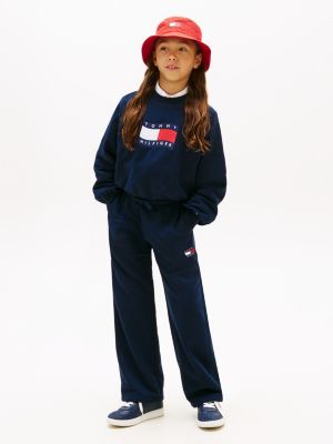 blue wavy flag straight leg joggers for girls tommy hilfiger