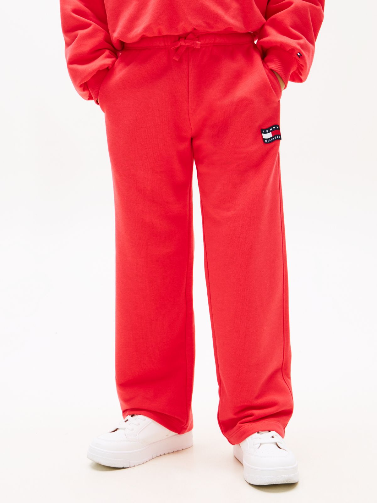 Wavy Flag Straight Leg Joggers — Red